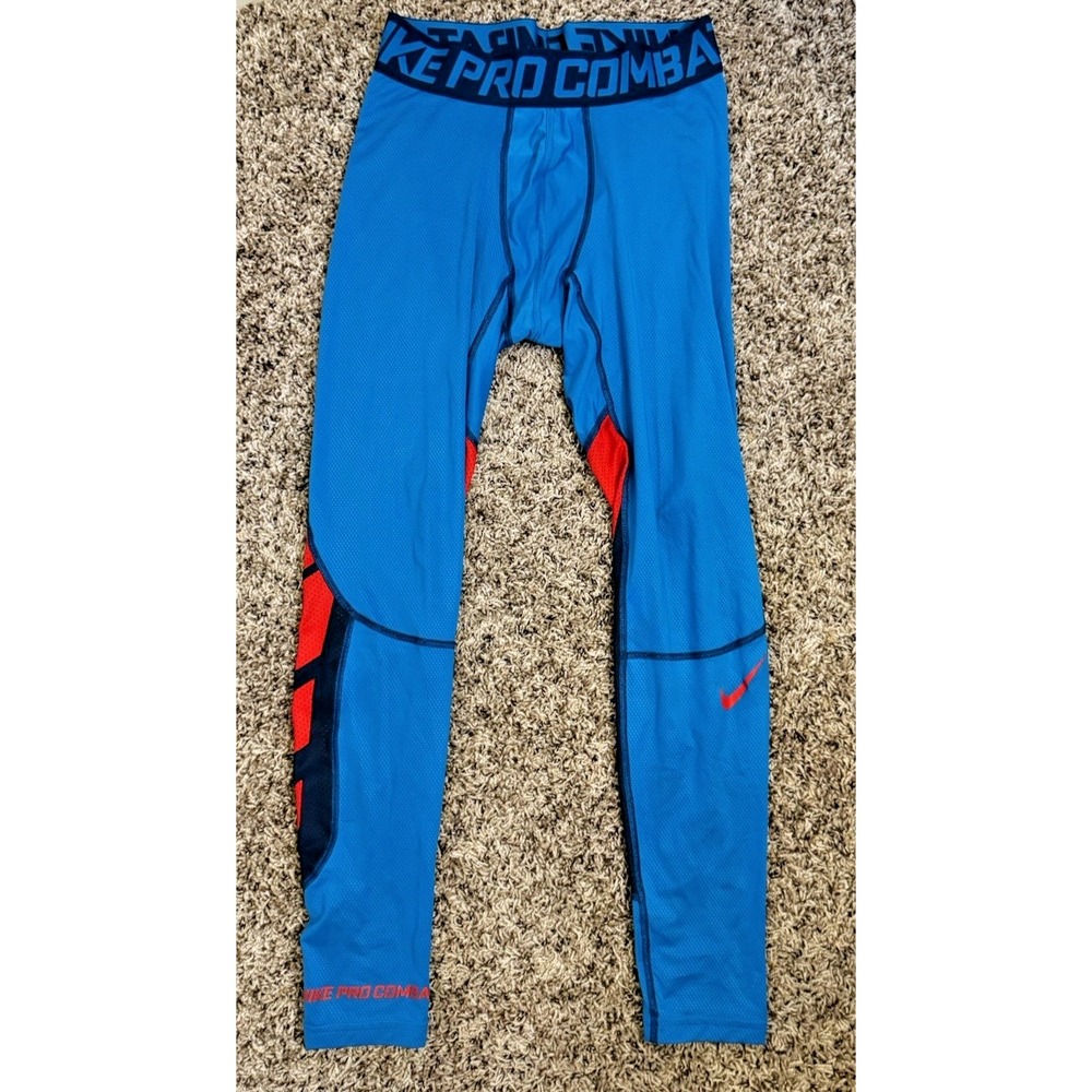 Nike Pro Men's Combat Leggings Blue/Red Size Large‎